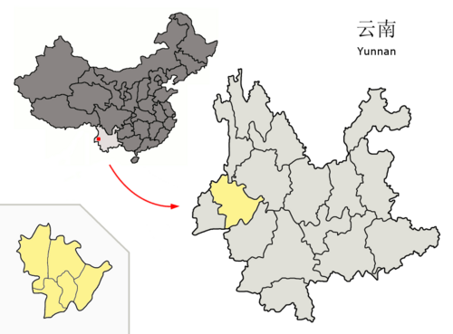 Locator map highlighting Baoshan prefecture in Yunnan