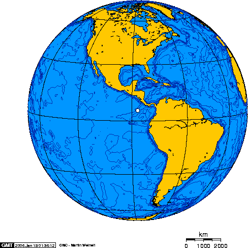 Globe of Americas with small location dot