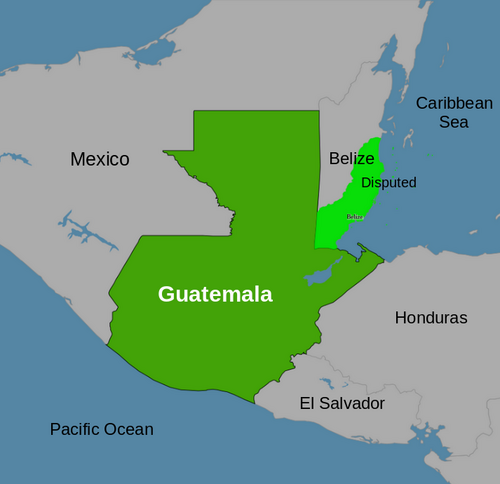 Guatemala highlighted green on regional map